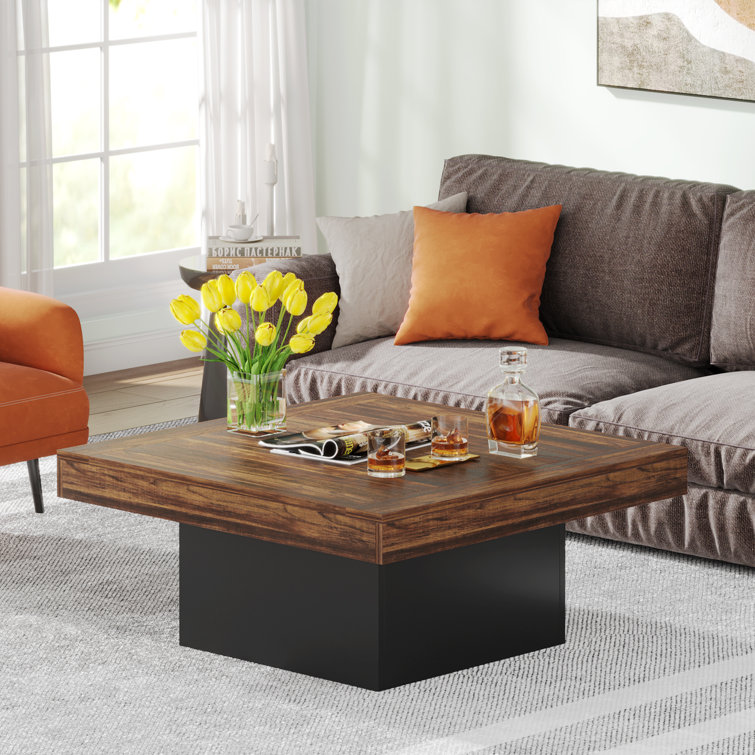 Square black deals wood coffee table